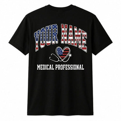 Personalized School Nurse Stethoscope Heart Shirt Custom Nurse Gift Unisex T-Shirt