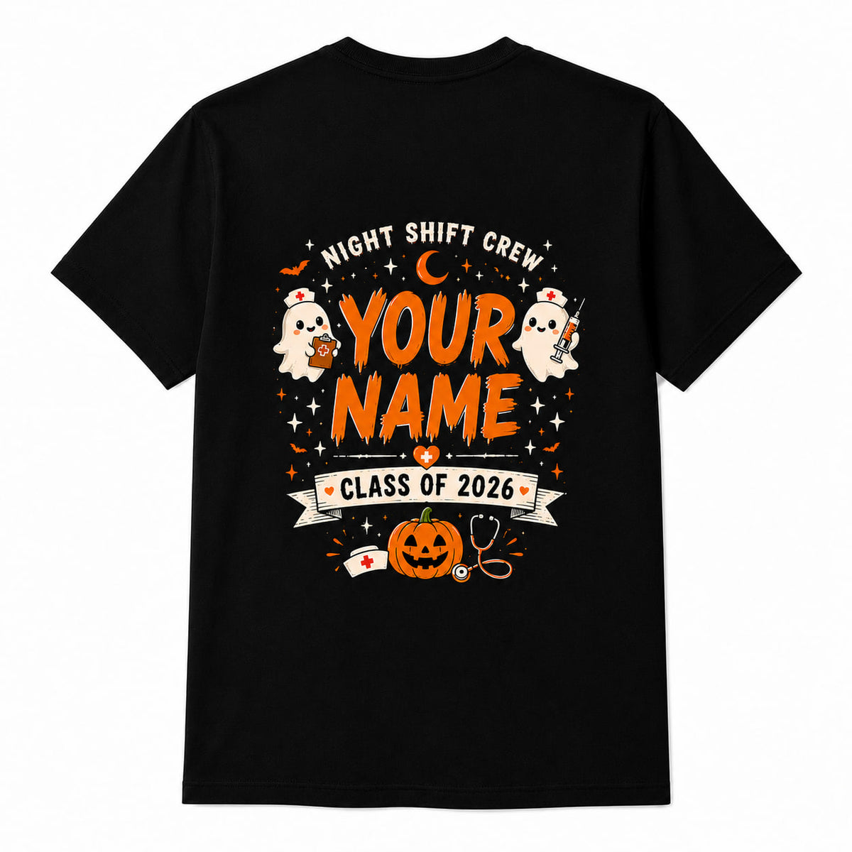 Personalized Night Shift Crew Shirt Custom Spooky Halloween Nurse Unisex T-Shirt