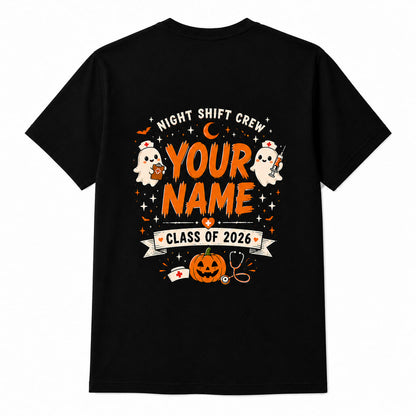 Personalized Night Shift Crew Shirt Custom Spooky Halloween Nurse Unisex T-Shirt