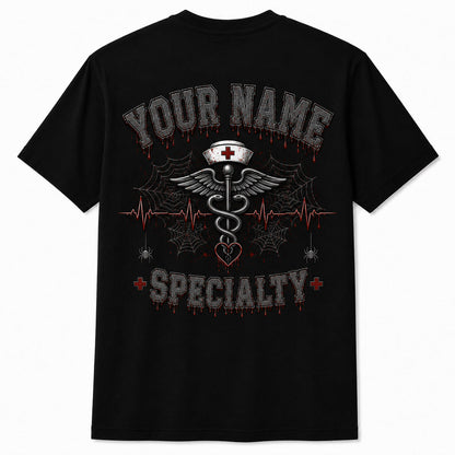 Personalized Cute Halloween Nurse Shirt Custom RN Gift Look Unisex T-Shirt