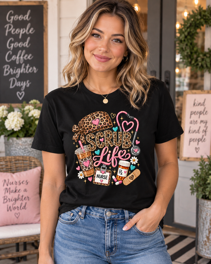 Personalized Scrub Life Leopard Nurse Shirt Custom Nurse Gift Unisex T-Shirt