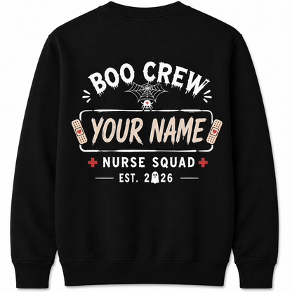 Custom Halloween Nurse Sweatshirt Personalized Spooky Boo Crew Ghost RN Gift