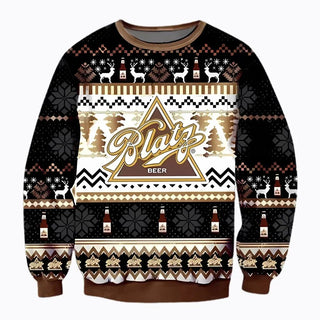 Unisex Blatz Beer 3D Ugly Christmas Sweater For Men & Women Christmas Gift Sweater BH1238