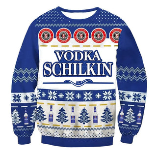 Unisex Vodka Schilkin 3D Ugly Christmas Sweater For Men & Women Christmas Gift Sweater BH1255