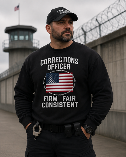 Custom Name Corrections Officer Firm Fair Consistent American Flag Sweatshirt