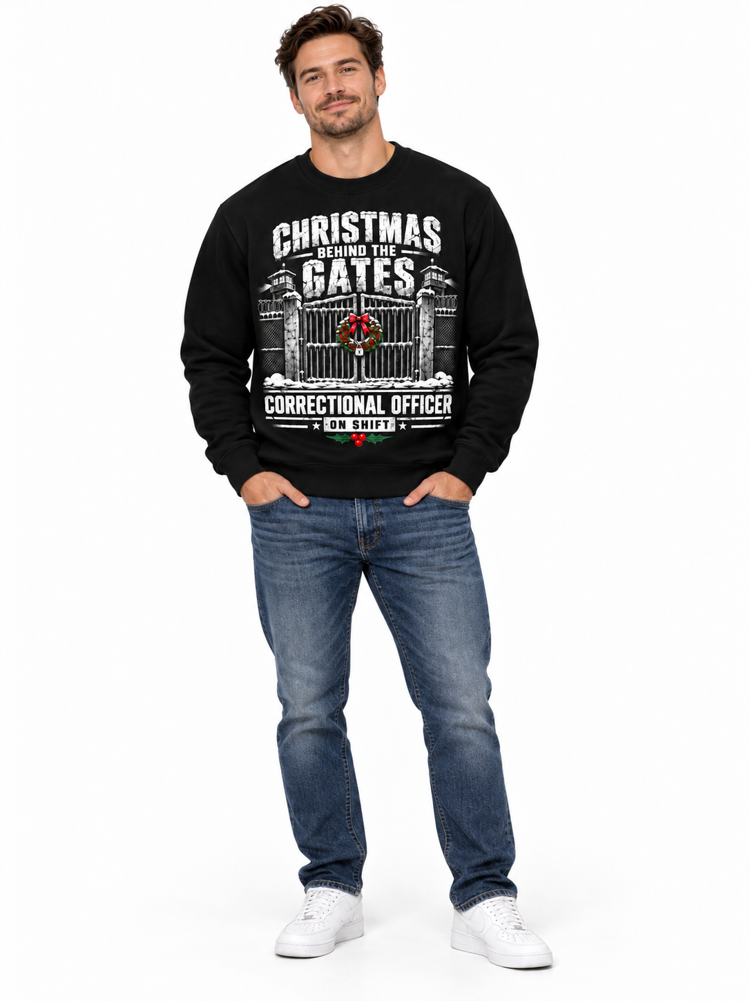 Personalized Correctional Officer Christmas Behind the Gates Sweatshirt