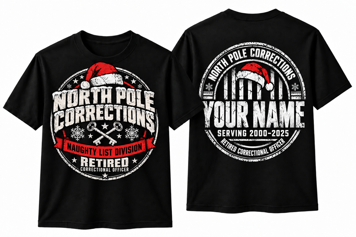 Retired Correctional Officer Christmas Shirt Naughty List Custom Name