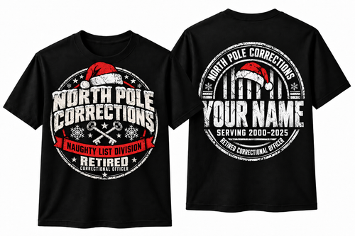 Retired Correctional Officer Christmas Shirt Naughty List Custom Name