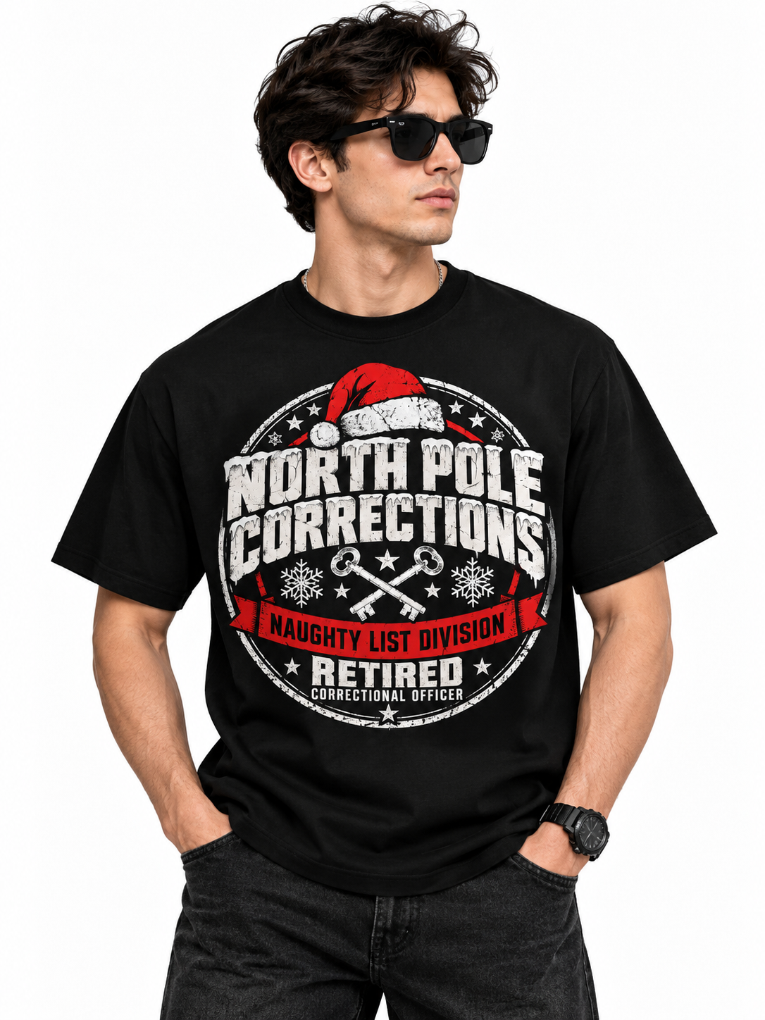 Retired Correctional Officer Christmas Shirt Naughty List Custom Name