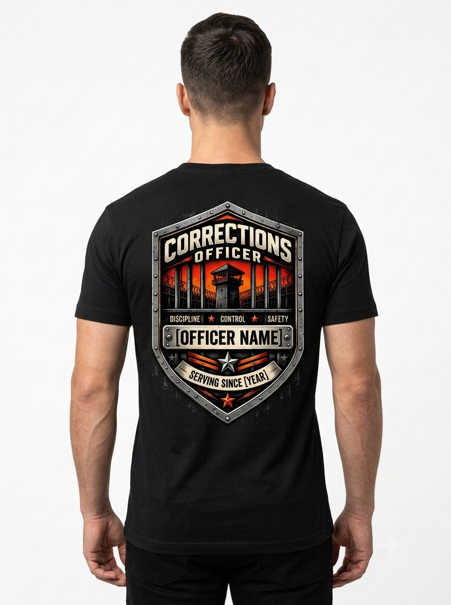 Custom Correctional Officer Shirt – "Thanks For The Overtime" Front & Back Duty Tee, Personalized Jailer & Deputy Gift