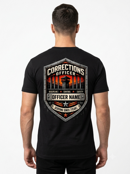 Custom Correctional Officer Shirt – "Thanks For The Overtime" Front & Back Duty Tee, Personalized Jailer & Deputy Gift