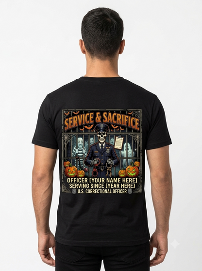 Custom "We Do Lockdowns" Halloween Correctional Officer T-Shirt — Personalized Front & Back Graphic Tee