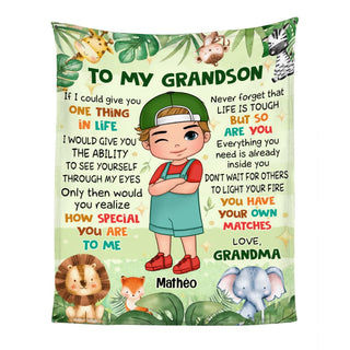 Personalized Gift For Grandson Woodland Animals Blanket 31090