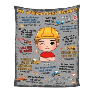 Personalized Gift For Grandson Inspirational Affirmation Construction Blanket 31384