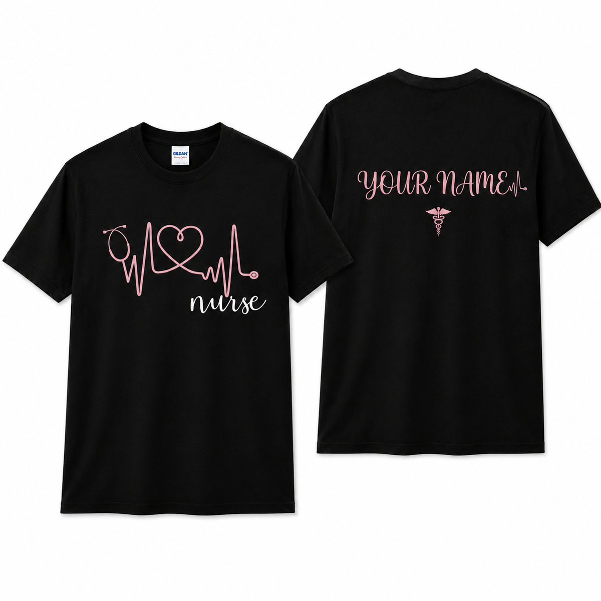 Personalized Nurse Heartbeat Shirt Custom RN Gift Nursing Life Unisex T-Shirt