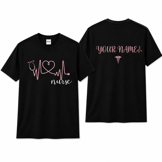 Personalized Nurse Heartbeat Shirt Custom RN Gift Nursing Life Unisex T-Shirt