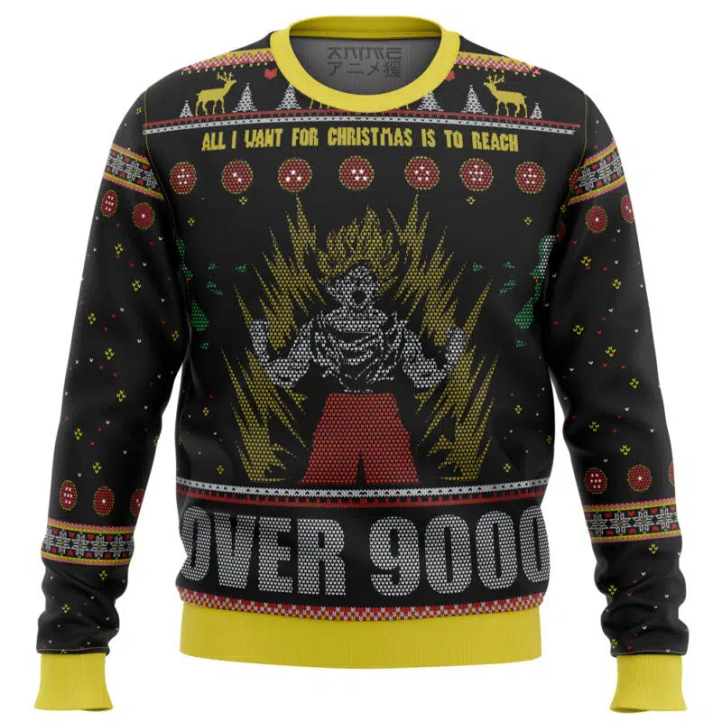 Dragon Ball Z Goku Over 9000 Ugly Christmas Sweater
