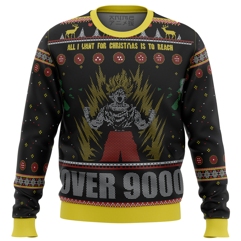 Dragon Ball Z Goku Over 9000 Ugly Christmas Sweater