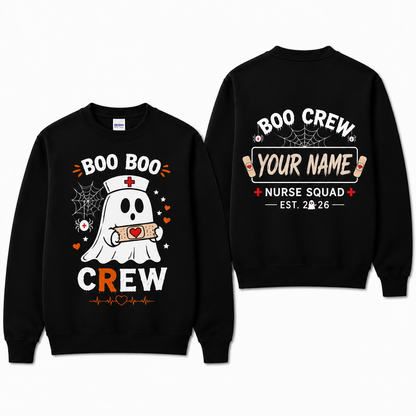Custom Halloween Nurse Sweatshirt Personalized Spooky Boo Crew Ghost RN Gift