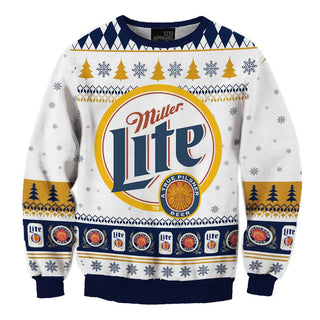 Unisex Miller Lite Beers 3D Ugly Christmas Sweater For Men & Women Christmas Gift Sweater BH1162