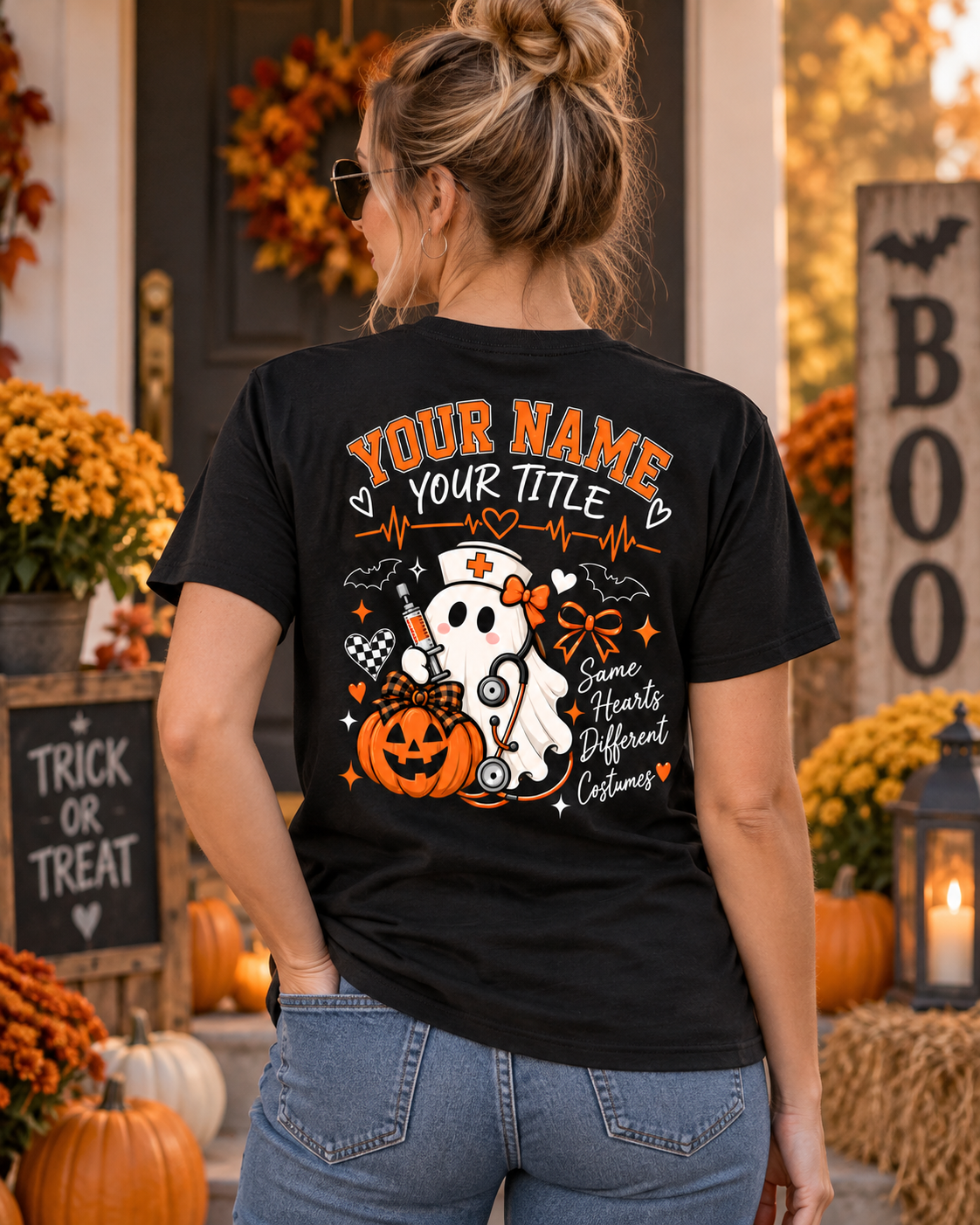 Personalized Nurse Halloween T-Shirt Spooky Nursing Apparel Custom Nurse Gift Unisex Shirt