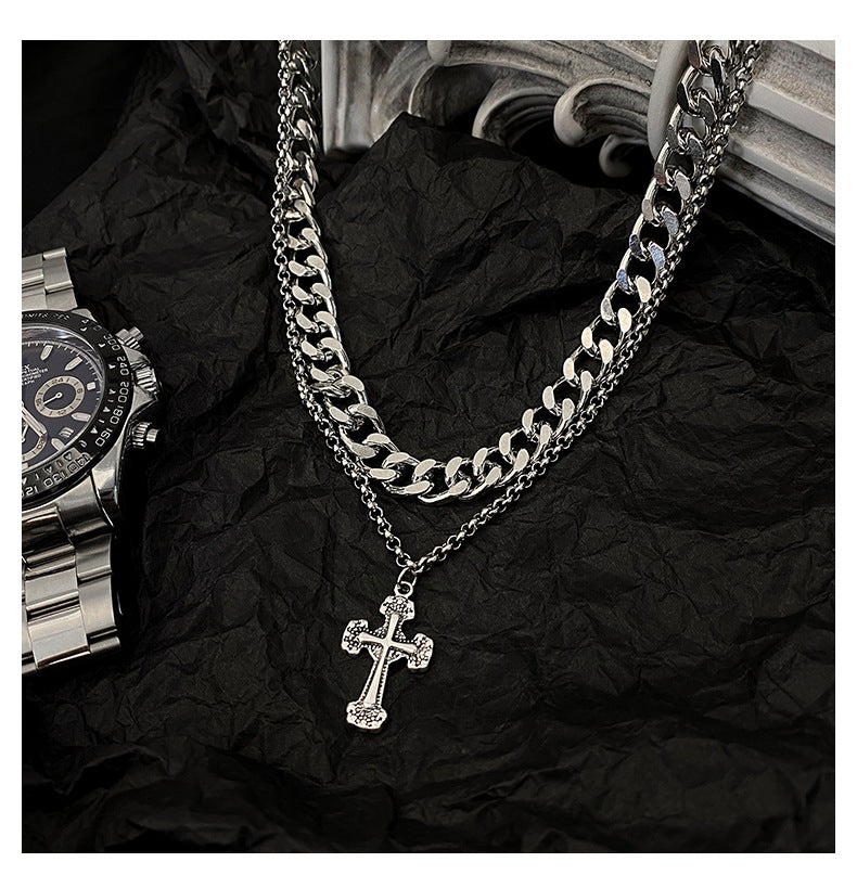 "Retro Cross Titanium Steel Necklaces For Men And Women "