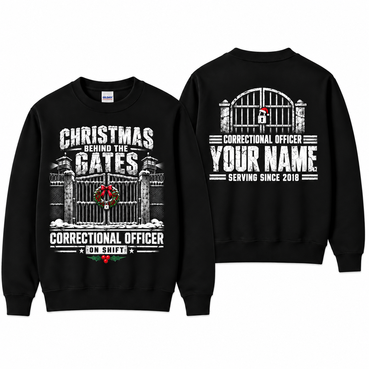 Personalized Correctional Officer Christmas Behind the Gates Sweatshirt