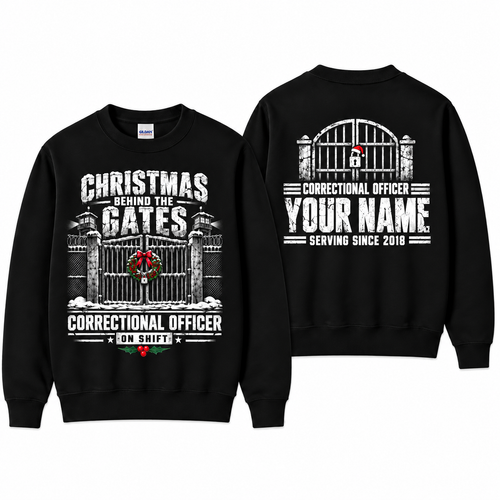 Personalized Correctional Officer Christmas Behind the Gates Sweatshirt