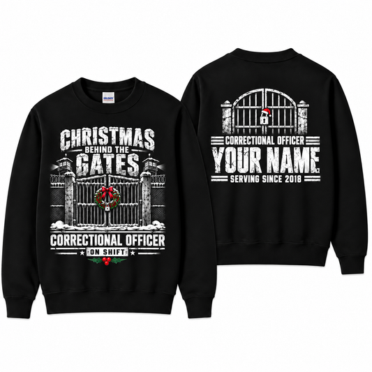 Personalized Correctional Officer Christmas Behind the Gates Sweatshirt
