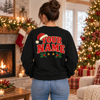Personalized Vintage Santa Christmas Sweatshirt, Custom Name Holiday Pullover, Christmas Gift for Her
