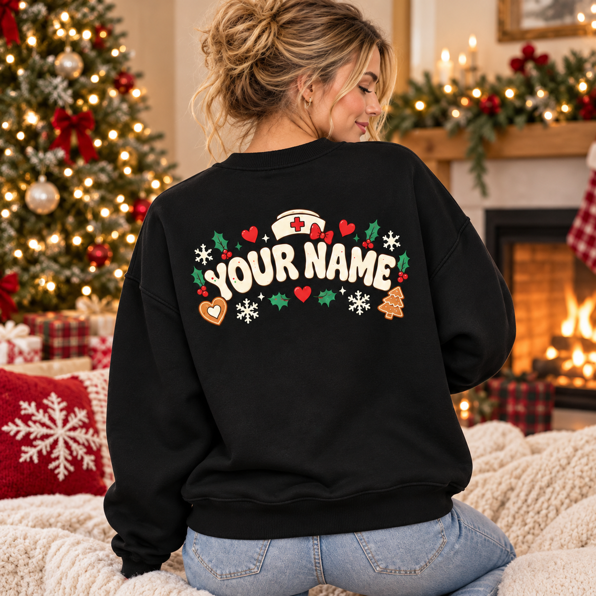 Personalized Christmas Nurse Sweatshirt | Gingerbread Nurse Gift, Custom Name