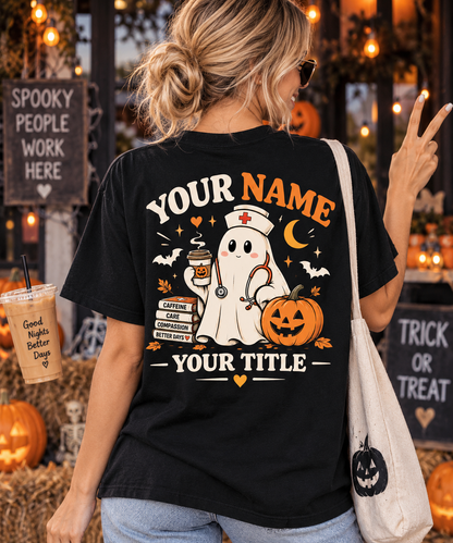 Personalized Night Shift Nurse Shirt Custom Halloween Nurse Ghost Tee Unisex T-Shirt