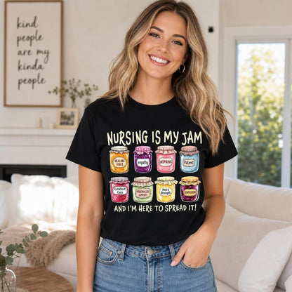Personalized Nursing Is My Jam Shirt Custom Funny RN Gift Unisex T-Shirt