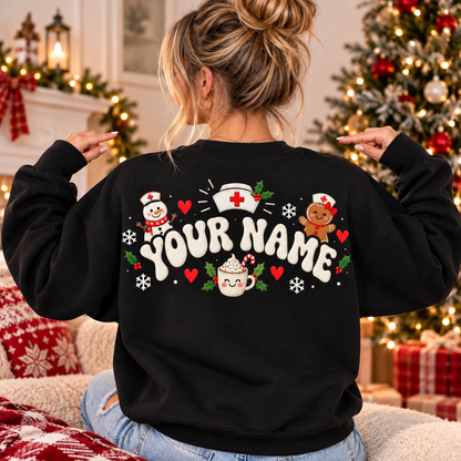 Personalized Christmas Nurse Sweatshirt | Custom Name Nurse Gift