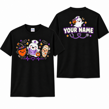 Personalized Custom Cute Ghost Nurse Funny Halloween Unisex T-Shirt