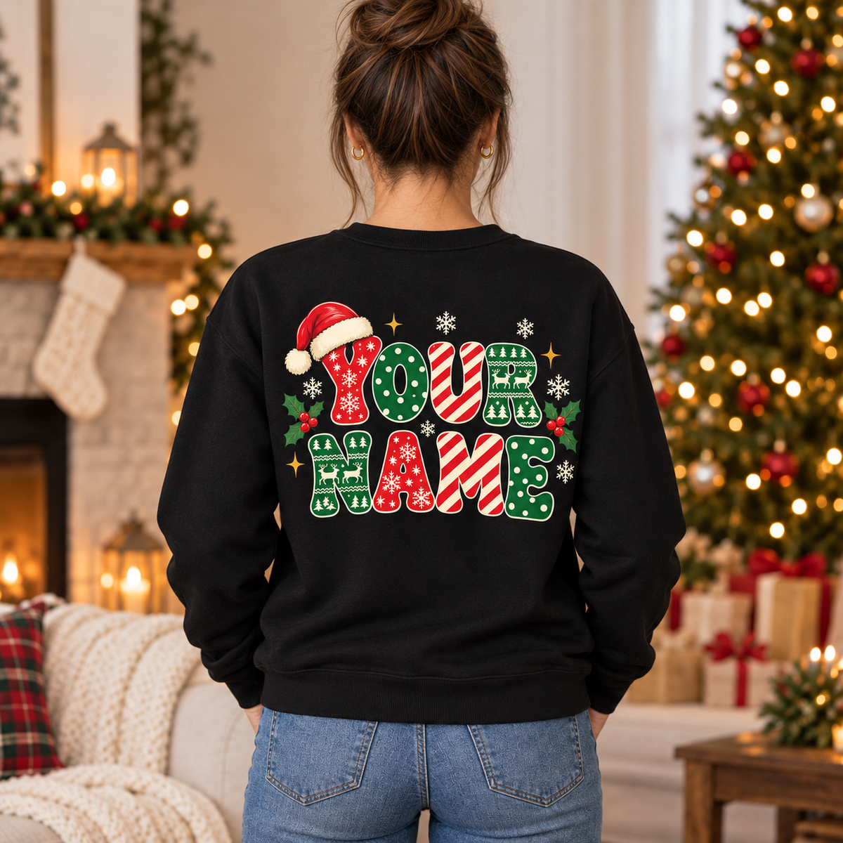 Personalized Merry Christmas Sweatshirt, Custom Name Holiday Sweater, Christmas Gift for Her
