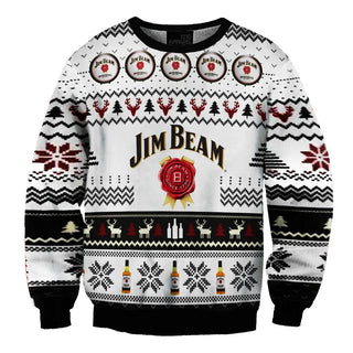 Unisex Jim Beam Funny 3D Ugly Christmas Sweater For Men & Women Christmas Gift Sweater BH1278