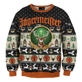 Unisex Jagermeister Drink Black Fun 3D Ugly Christmas Sweater For Men & Women Christmas Gift Sweater BH1237