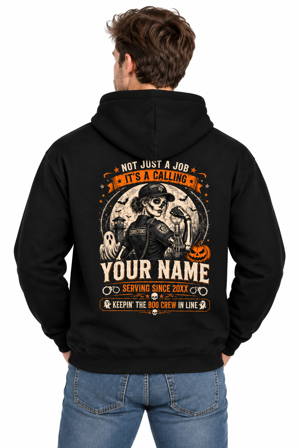 Personalized Proud Female Correctional Officer Hoodie Custom Name Halloween CO Gift