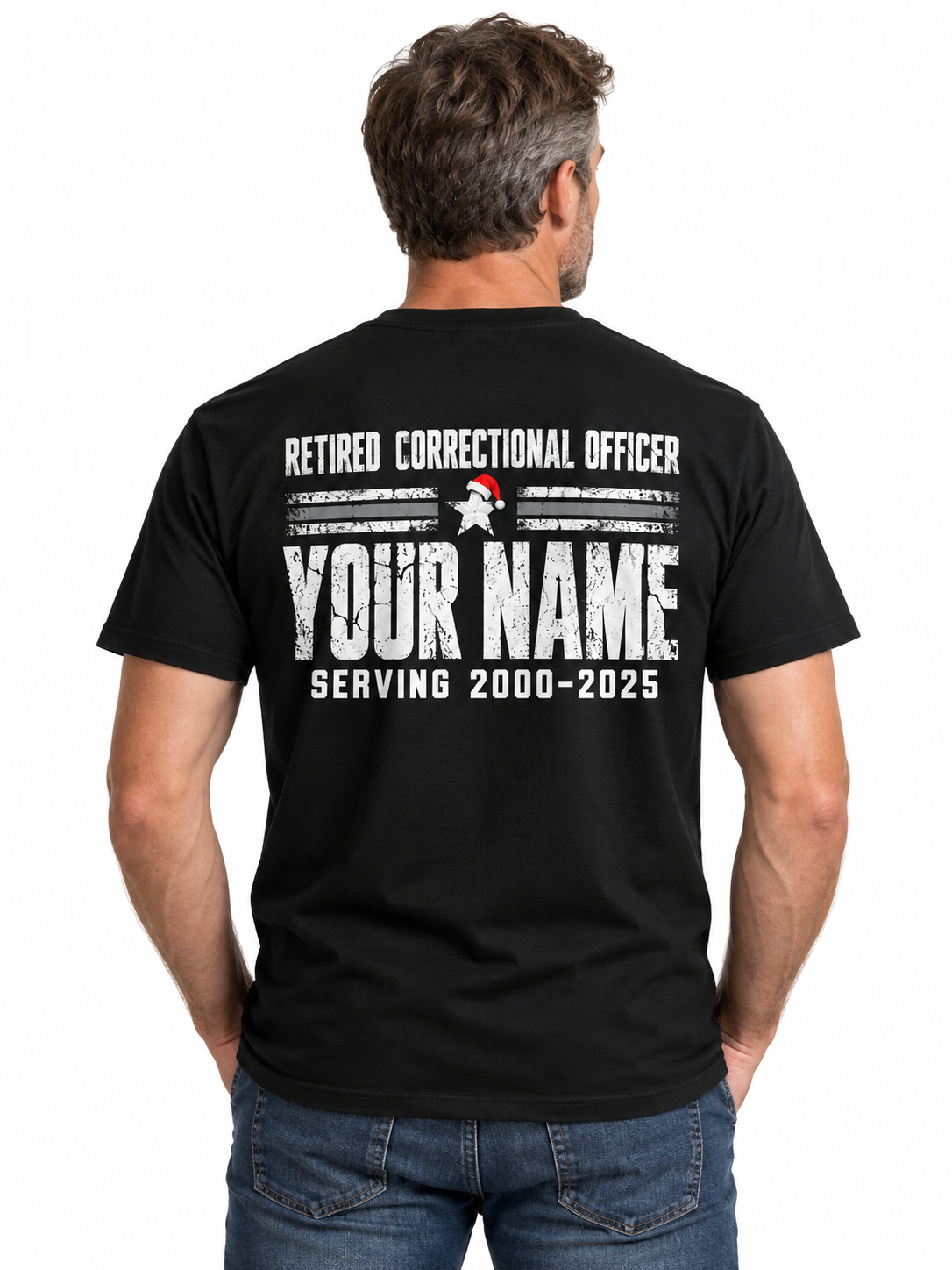 Retired Correctional Officer Christmas Shirt Custom Name Flag Design