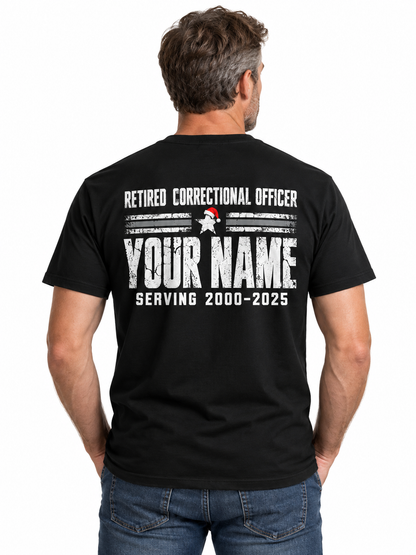 Retired Correctional Officer Christmas Shirt Custom Name Flag Design
