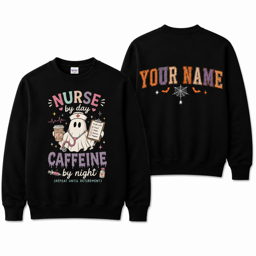 Personalized Halloween Nurse Sweatshirt Custom Name Hocus Poke-Us Ghost Graphic Nurse Gift