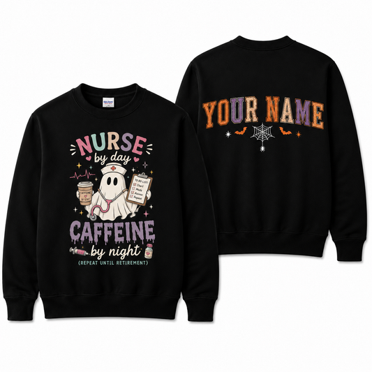 Personalized Halloween Nurse Sweatshirt Custom Name Hocus Poke-Us Ghost Graphic Nurse Gift