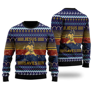 Baseball Funny Jesus Save Ugly Christmas Sweater For Men & Women Christmas Gift Sweater US1778