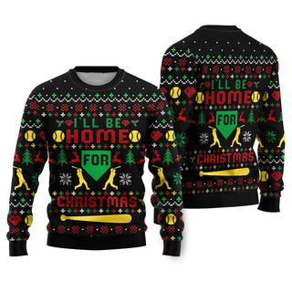 Baseball Home Run Ugly Christmas Sweater For Men & Women Christmas Gift Sweater US2311