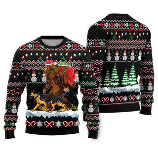 Big Foot And Dog Walking Ugly Christmas Sweater For Men & Women Christmas Gift Sweater US2218