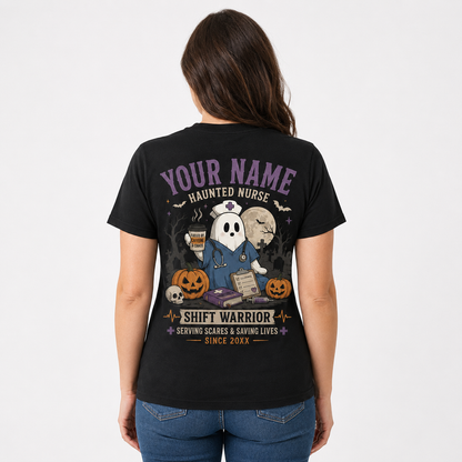 Personalized Custom Haunted Nurse Halloween Ghost T-Shirt , Nurse
