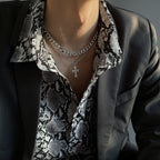 "Retro Cross Titanium Steel Necklaces For Men And Women "