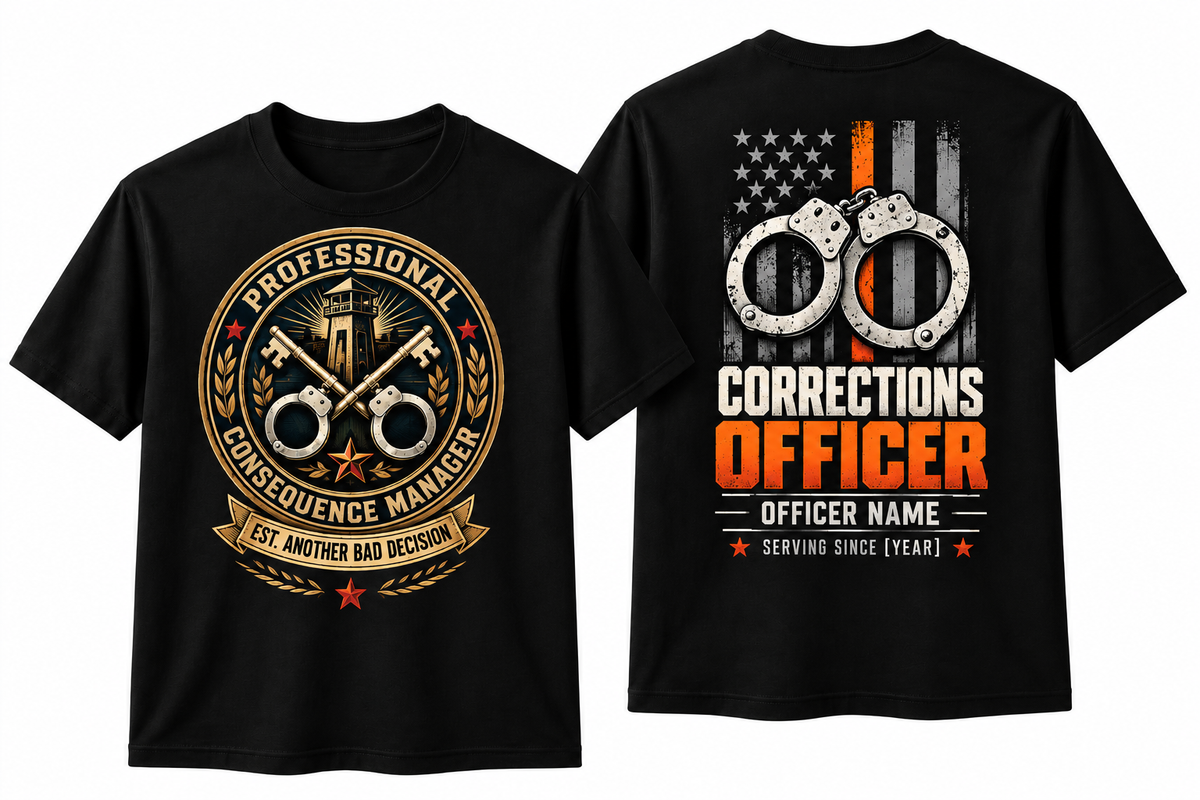 Custom Corrections Officer Shirt – "Professional Consequence Manager" Front & Back Graphic Tee, Personalized Jailer Deputy Gift