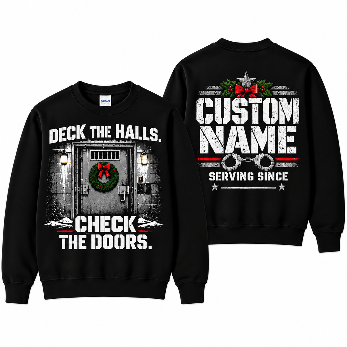 Personalized Correctional Officer Deck the Halls Christmas Sweatshirt